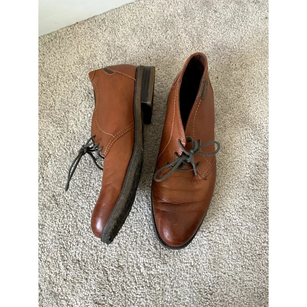 Johnston and Murphy Brown Chukka Leather Lace Up Boots 9M